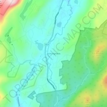 Carte topographique North Highlands, altitude, relief