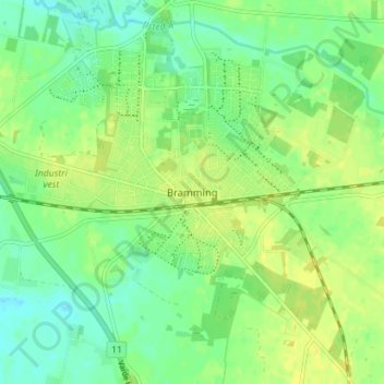 Carte topographique Bramming, altitude, relief