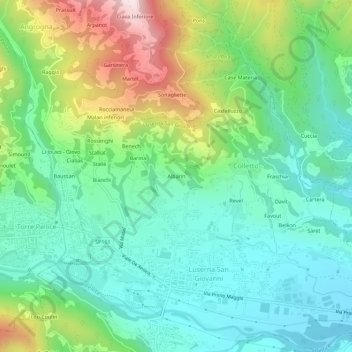 Carte topographique Albarin, altitude, relief