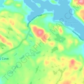Carte topographique Fortune Harbour, altitude, relief