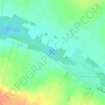Carte topographique La Bricogne Franque-ville, altitude, relief