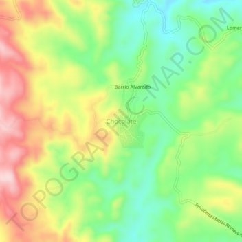Carte topographique Chocolate, altitude, relief