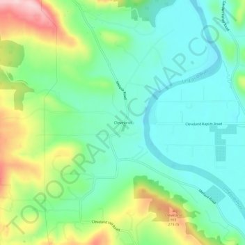 Carte topographique Cleveland, altitude, relief