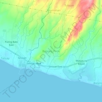 Carte topographique Bagong Pook, altitude, relief