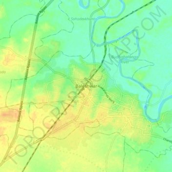 Carte topographique Balasore, altitude, relief