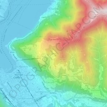 Carte topographique Laghetto, altitude, relief