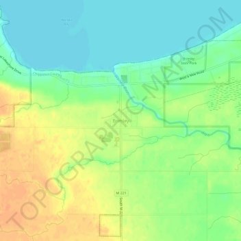 Carte topographique Brimley, altitude, relief