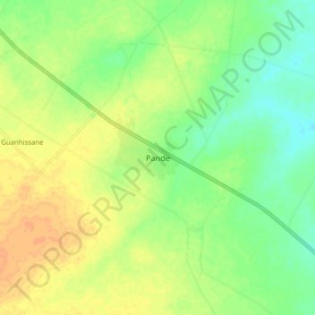 Carte topographique Pande, altitude, relief