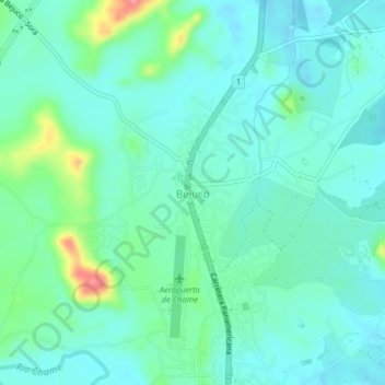 Carte topographique Bejuco, altitude, relief