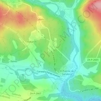 Carte topographique La Gandara, altitude, relief