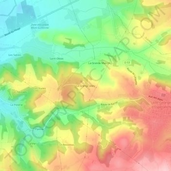 Carte topographique La Grange Jassy, altitude, relief