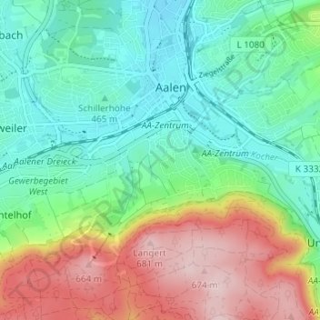 Carte topographique Zochental, altitude, relief