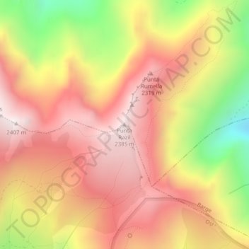 Carte topographique Punta Razil, altitude, relief