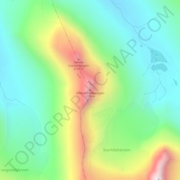 Carte topographique Store Svartdalspiggen, altitude, relief