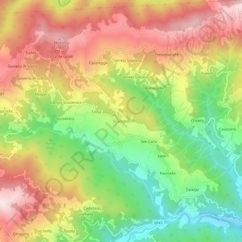 Carte topographique Scurtabò, altitude, relief