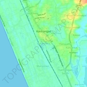 Carte topographique Kallanchira, altitude, relief