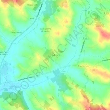 Carte topographique Bellevue, altitude, relief