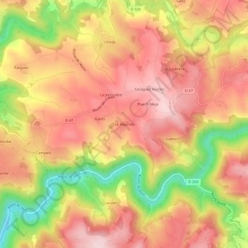Carte topographique Le Mauron, altitude, relief