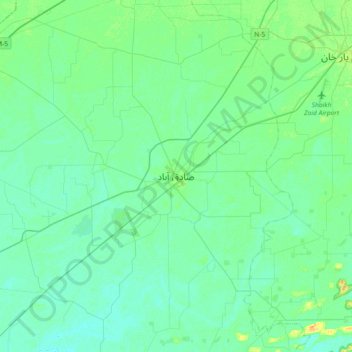 Carte topographique Sadiqabad, altitude, relief