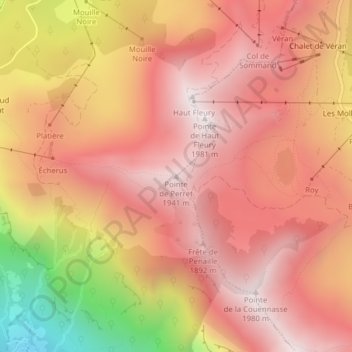Carte topographique Pointe de Perret, altitude, relief