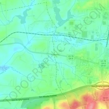 Carte topographique Driskolls, altitude, relief
