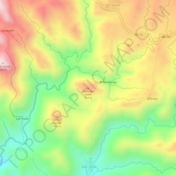 Carte topographique Cerro San Javier, altitude, relief
