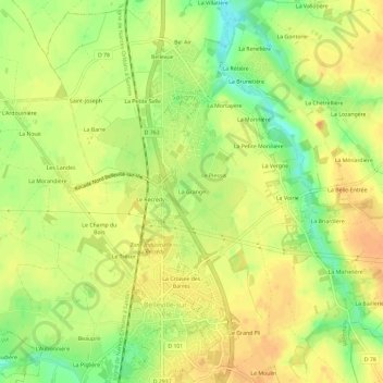 Carte topographique La Grange, altitude, relief