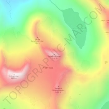 Carte topographique Semelholstinden, altitude, relief