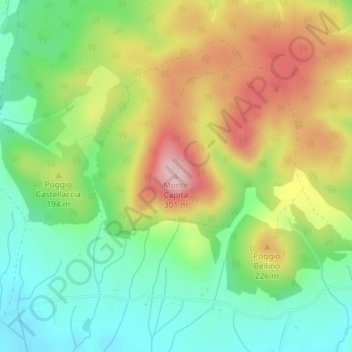Carte topographique Monte Capita, altitude, relief