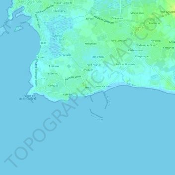 Carte topographique Kerity, altitude, relief