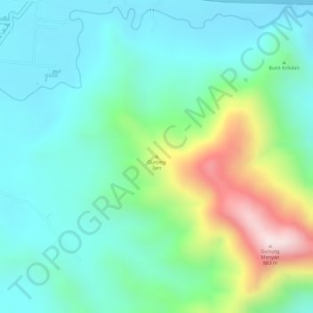 Carte topographique Gunung Ijen, altitude, relief
