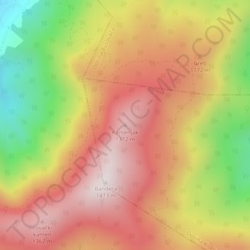 Carte topographique Kamenjak, altitude, relief