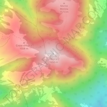 Carte topographique Monte Aspra, altitude, relief
