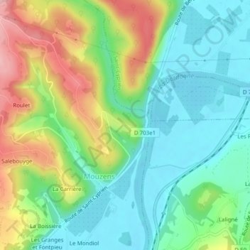 Carte topographique Château de Monsec, altitude, relief