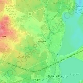 Carte topographique Preczów, altitude, relief