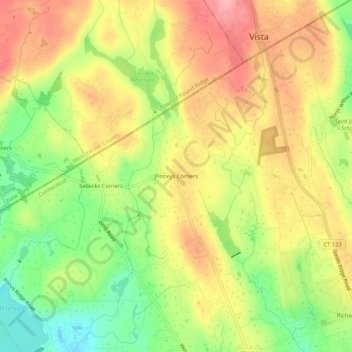 Carte topographique Pinneys Corners, altitude, relief