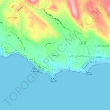 Carte topographique Scavuzzo, altitude, relief