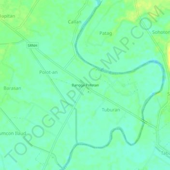 Carte topographique Bangga Pototan, altitude, relief
