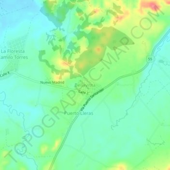 Carte topographique Bellavista, altitude, relief