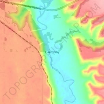 Carte topographique Harrowby, altitude, relief