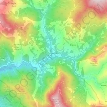 Carte topographique Rimbocchi, altitude, relief