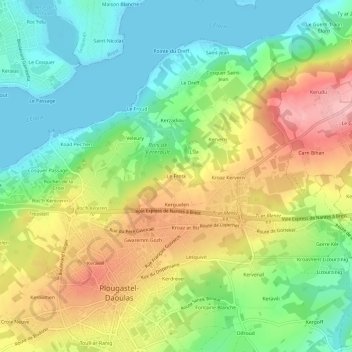 Carte topographique Le Fresk, altitude, relief