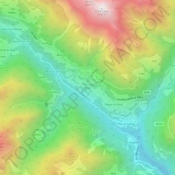 Carte topographique Foppa, altitude, relief