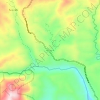Carte topographique Jondachi, altitude, relief