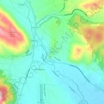 Carte topographique San Vittorino, altitude, relief