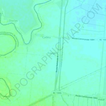 Carte topographique Fougère, altitude, relief