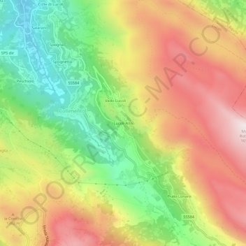 Carte topographique Lucoli Alto, altitude, relief