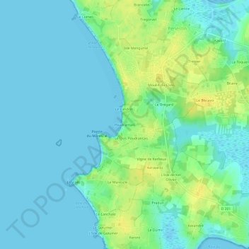 Carte topographique Poudrantais, altitude, relief