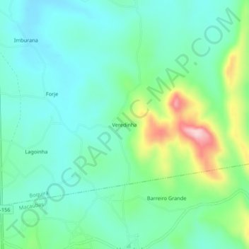 Carte topographique Veredinha, altitude, relief