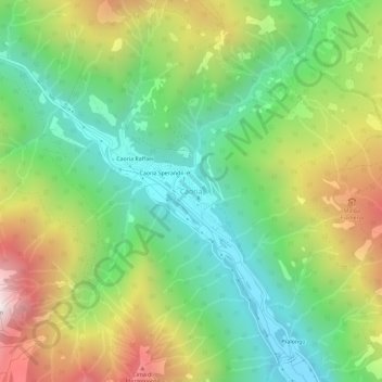 Carte topographique Caoria, altitude, relief